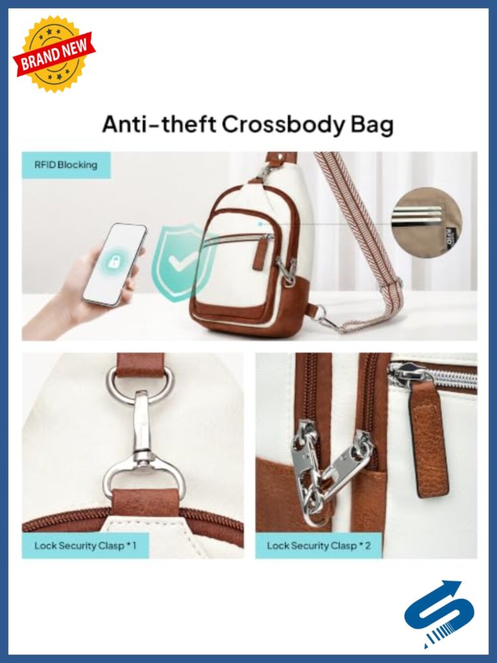 Anti-Theft Crossbody Sling Bag with RFID Blocking Faux Leather - Picture 2 of 6